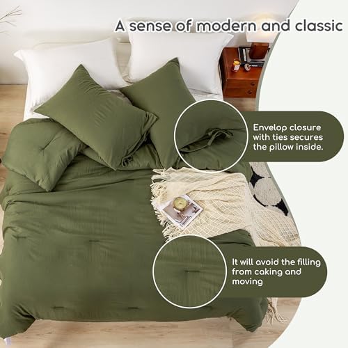BOHOPOPM Olive Green Comforter Set TwinTwin XL