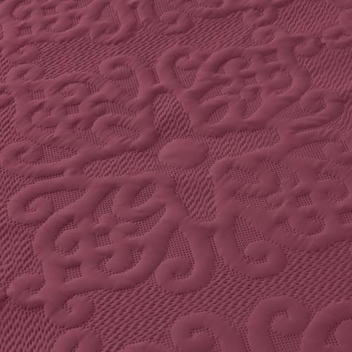 Kingnex Oversized King Bedspread Set Burgundy 128x120