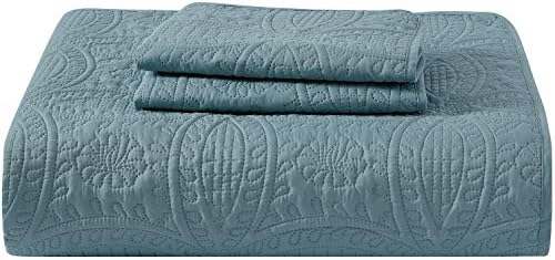 Mellanni King Bedspread Coverlet Set - Spa Blue 1