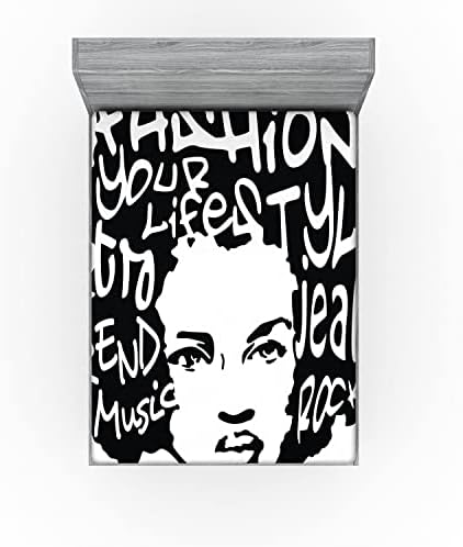 Ambesonne Urban Graffiti Fitted Sheet White Black