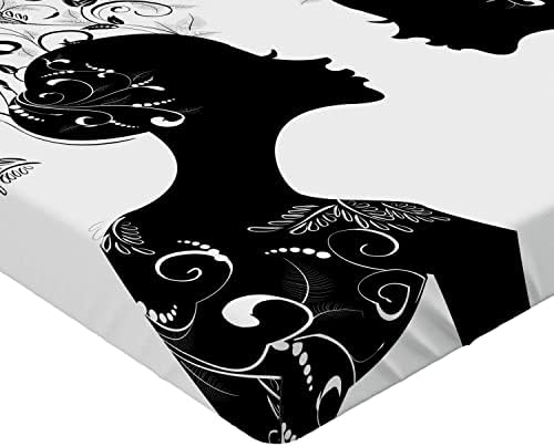 Ambesonne Gemini Fitted Sheet Set Black and White Abstract Design California King
