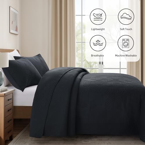 Lavsiry Black Quilt King Size with Pillow Shams