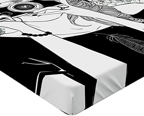 Ambesonne Smile Fitted Sheet - Sketchy Girl with Speech Bubble Pattern