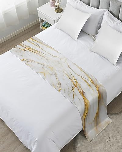 Chucoco King Bed Runner Gold White Gradient Scarf 1