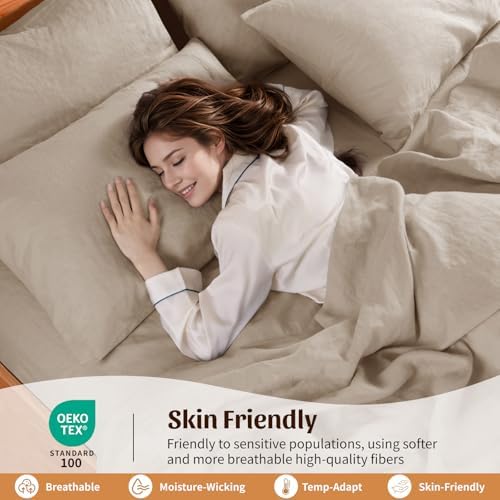 Shilucheng 100 French Linen Queen Sheets 6Pcs Set