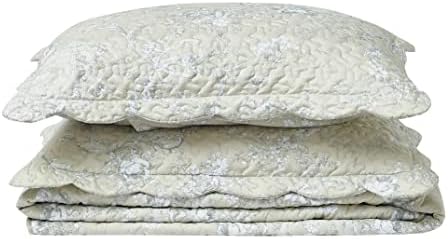 Brilliant Sunshine 3-Piece Quilt Set Classic Grey Floral Toile