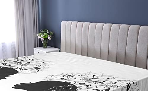 Ambesonne Gemini Fitted Sheet Set Black and White Abstract Design California King