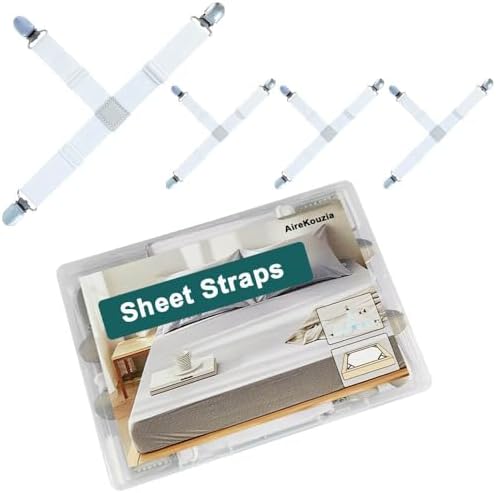 AireKouzia Fitted Sheet Straps with Clips - Set of 4