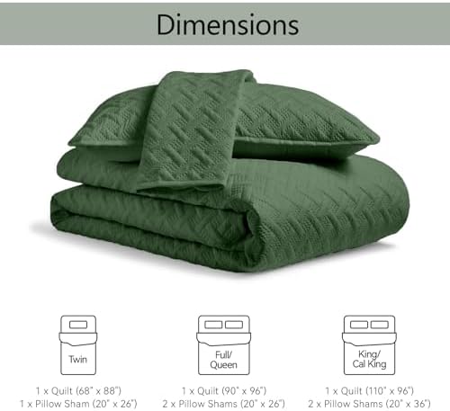 FLYMME Olive Green Twin Quilt Bedding Set