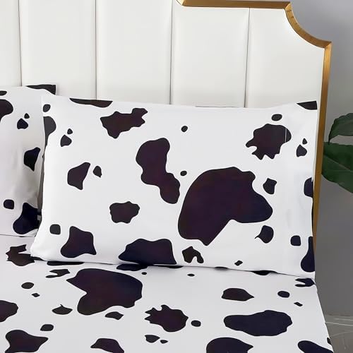 SDY 4PCS Cow Print Bedding Set for Kids and Animal Lovers