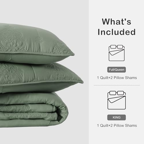 HORIMOTE HOME Queen Size Quilt Set Dark Green 1