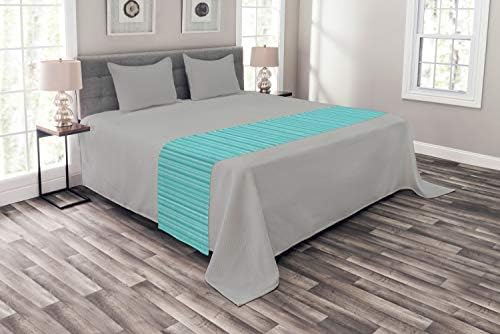 Ambesonne Aqua Bed Runner - 88 x 195 Turquoise Abstract Design