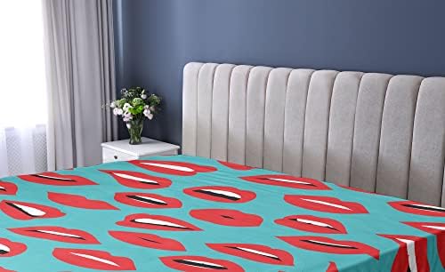 Ambesonne Kiss Fitted Sheet Teal Red White California King
