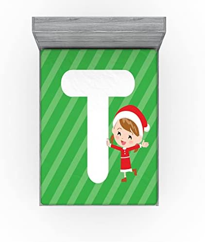 Ambesonne Christmas Alphabet Sheet with T California King Green and White