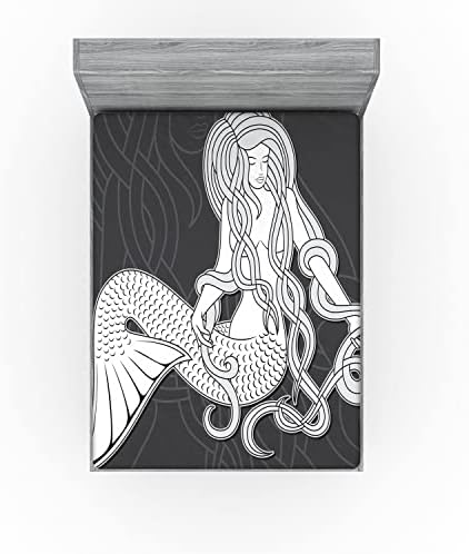 Ambesonne Mermaid Fitted Sheet with Celtic Border Design