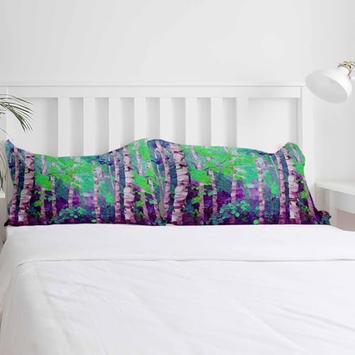3-Piece Queen Duvet Cover Set with Zipper Soft Purple Green Botanical Print