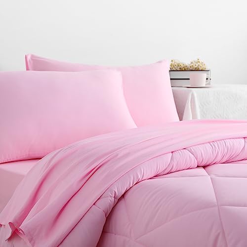 NTBAY Pink Twin Bed in a Bag Comforter Set