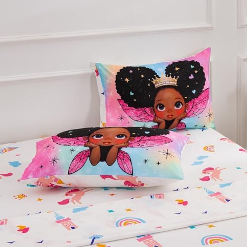 A Nice Night Black Girl Princess with Wings Comforter Set