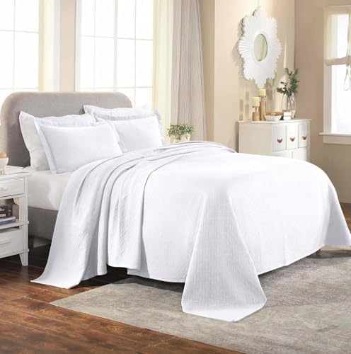 Superior 100 Cotton Matelasse Bedspread Set King White