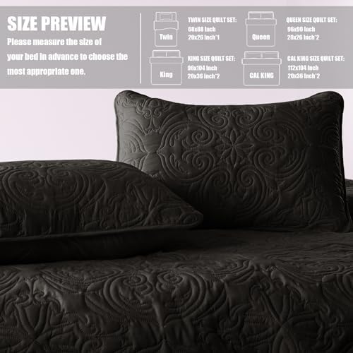 Exclusivo Mezcla Quilt Set Full Queen 90x96 Black