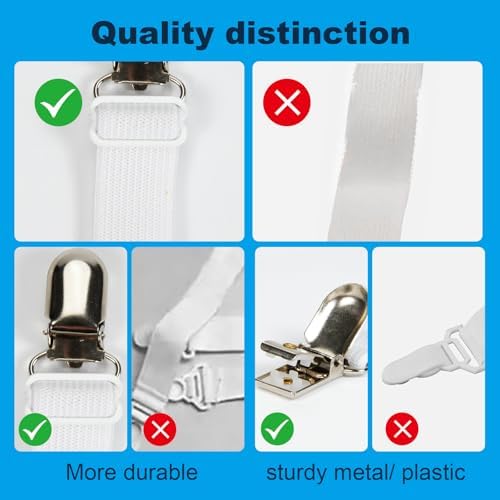 Premium Adjustable Bed Sheet Clips with Elastic Straps and Clips
