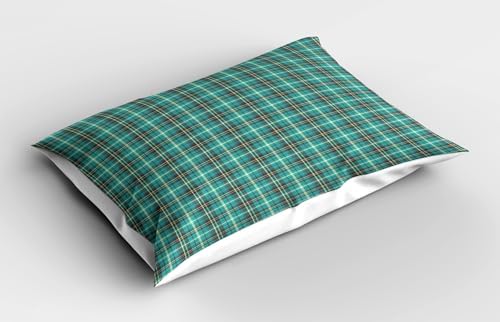Ambesonne Plaid Pillow Sham Set of 2 30x20 Cream Taupe Dark Seafoam