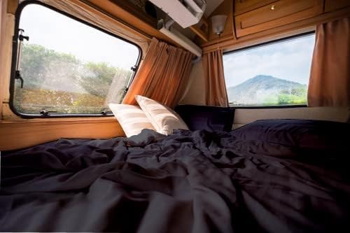 Shreem Linen Microfiber RV Sheet Set 60x80 Camper Queen Dark Grey Deep Pockets