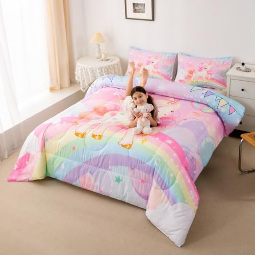 Feelyou Unicorn Comforter Set Twin Bedding