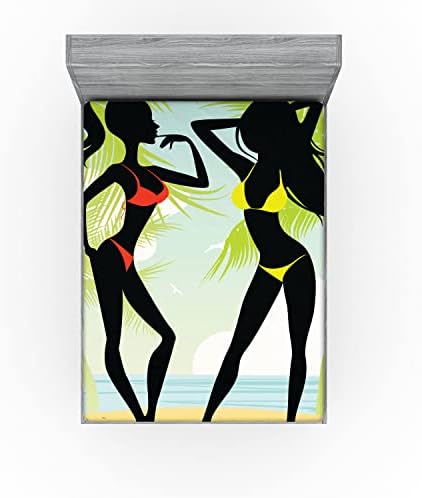 Ambesonne Pin Up Girl Fitted Sheet - Multicolor 1