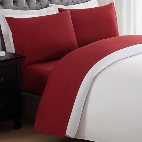 My World Solid Sheet Set Twin XL 3-Piece Red Polyester