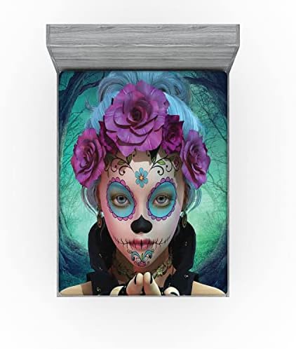 Ambesonne Horror Fitted Sheet with Scary Clown Print