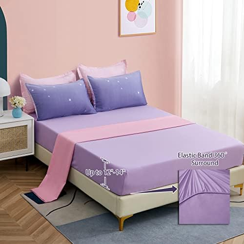 Dinjoy Girls Ombre Comforter Set 7 Piece Bed in a Bag