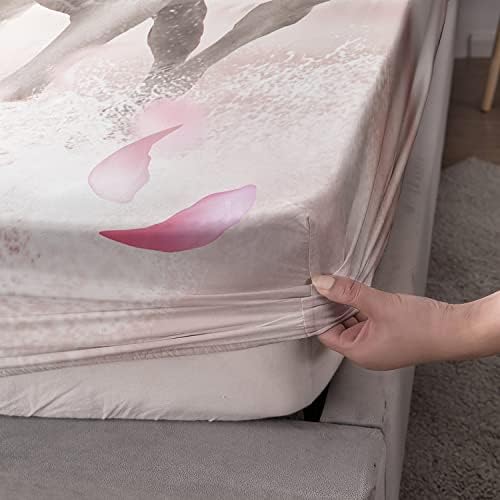 HOSIMA Pink Floral Horse Fitted Sheet Set Twin Size
