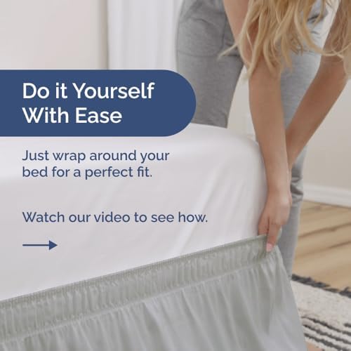 Wrap Around Dust Ruffle Bed Skirt with 2 Pillowcases - Light Grey