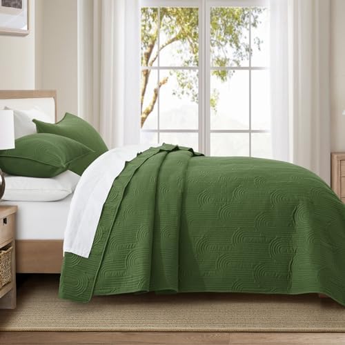 Lavsiry Quilt Set King Size Olive Green