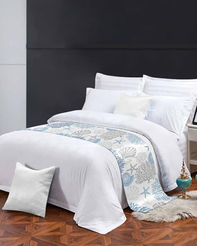 Ldtrchee Ocean Blue Bed Runner for Queen