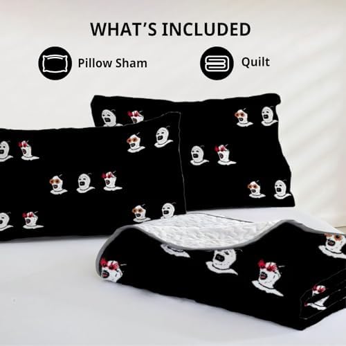 Allenjoy Queen Size Nightmare Clown Quilt Set with 2 Pillow Shams