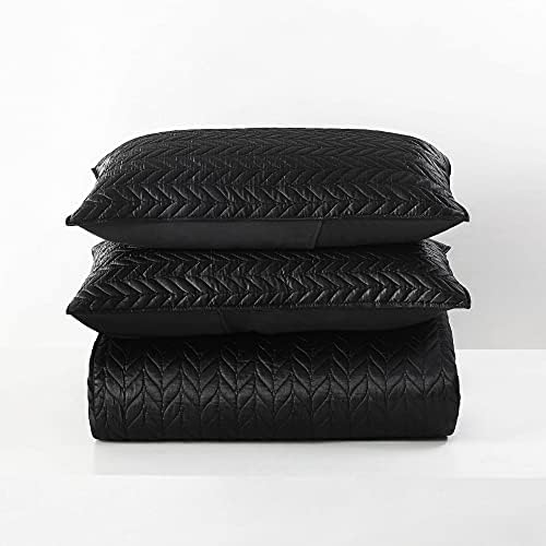 Whale Flotilla Reversible Satin Quilt Set Queen Size Black