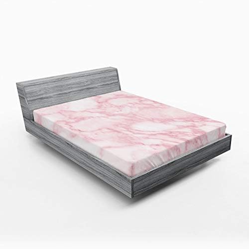 Ambesonne Marble Print Fitted Sheet Pale Pink California King 1