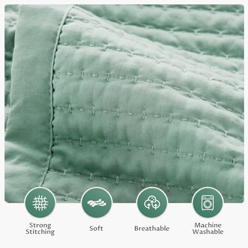 KASENTEX Oversized King Quilt Set 3 Pieces Stone-Washed Machine Washable