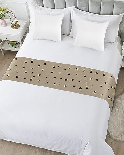 Cute Dog Paw Bed Runner Scarf for King Size Bed