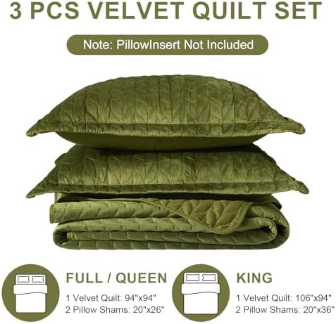 Ivellow Velvet Quilt Set Queen Size 3Pcs Luxury Comforter Bedspread