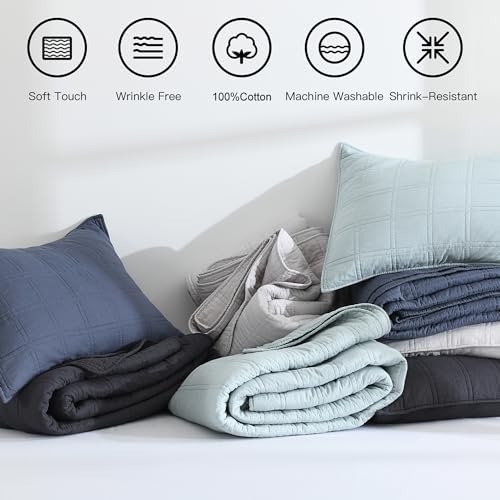 HORIMOTE HOME Cotton Quilt Set Twin Size Geometric Pattern