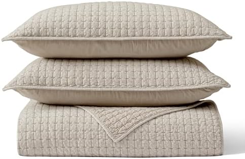Wonderful 100 Cotton Jersey Knit Quilt Set - Apricot Beige Queen Size