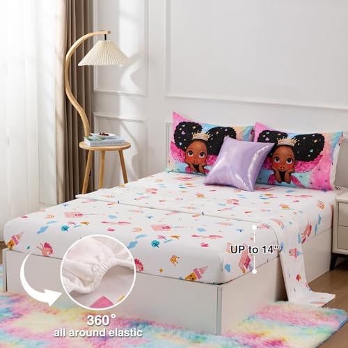 A Nice Night Black Girl Princess with Wings Comforter Set