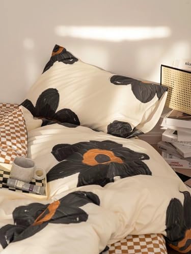 CLOTHKNOW Black Beige Sunflower Pillowcases Set of 2 1
