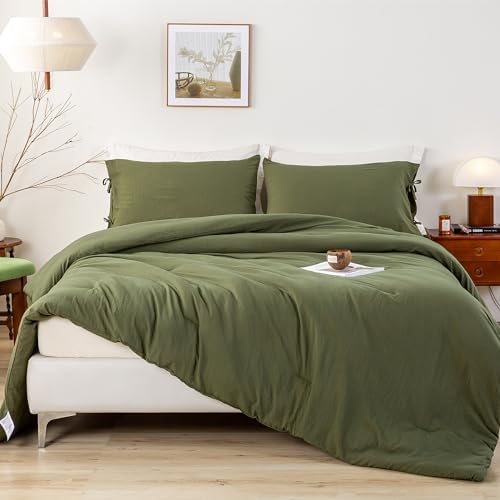 BOHOPOPM Olive Green Comforter Set TwinTwin XL