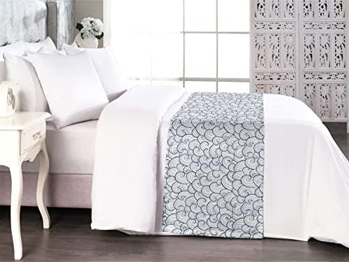 Lunarable Nautical Bed Runner - Pale Blue King Size