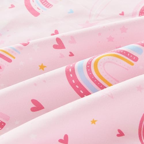 Mooreeke Kids Bed in a Bag Set 6 Pieces Twin Rainbow Pink