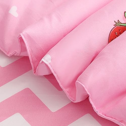 Gusuhome Strawberry Comforter Set Full Size for Girls
